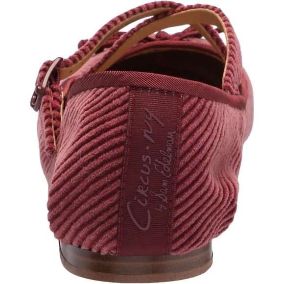 Circus NY by Sam Edelman Women's Spiced Plum Fabric Cross Strap Ballet Flat - Picture 3 of 7